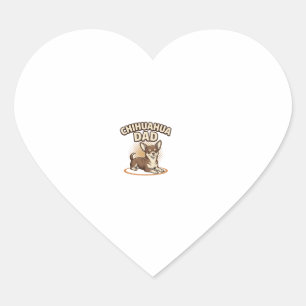 Chihuahua Dad Vintage Engraving Dog Lover Design_1 Heart Sticker