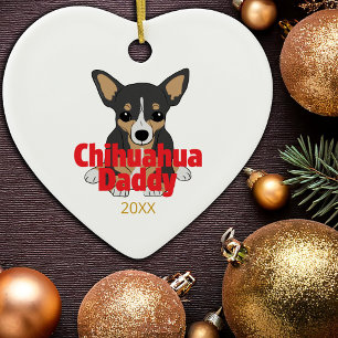 Chihuahua Daddy Black Tan Dog Date Ceramic Tree Decoration