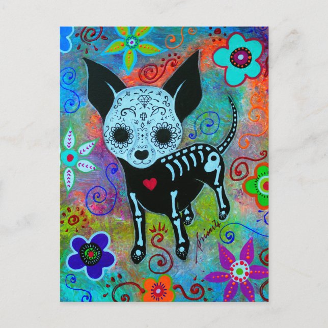 CHIHUAHUA DAY OF THE DEAD PERRO POSTCARD (Front)