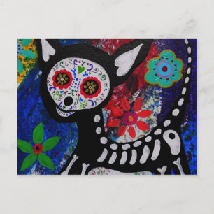 Chihuahua Dia De los Muertos by Prisarts Postcard