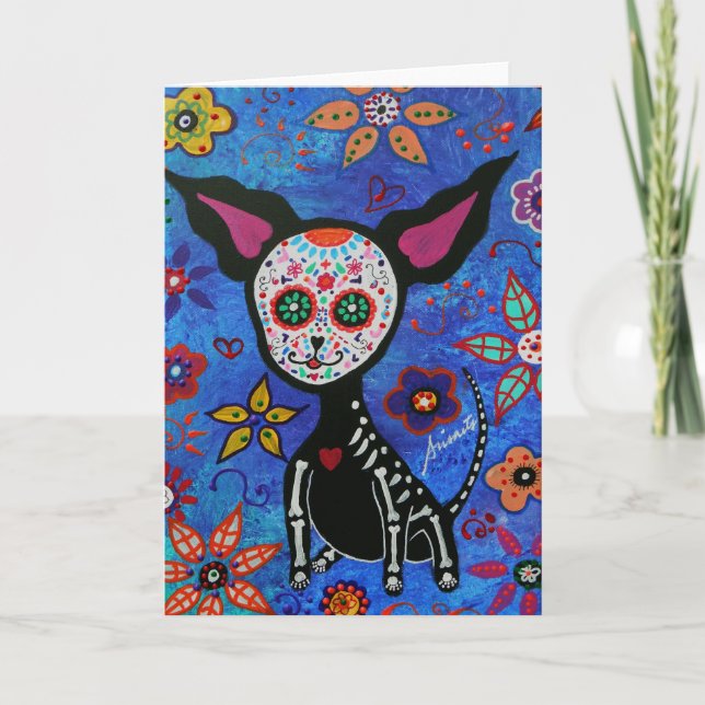 Chihuahua Dia de los Muertos Card (Front)