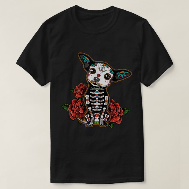 Chihuahua dia de los muertos day of the dead Dog s T-Shirt (Design Front)