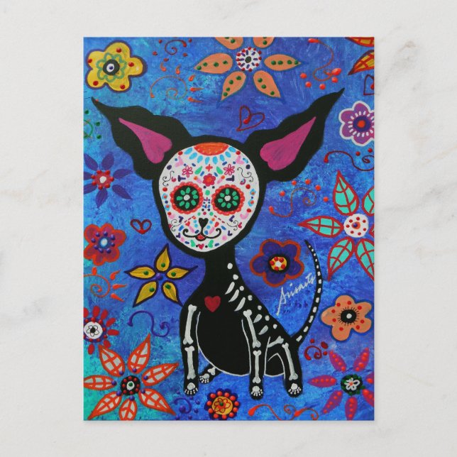 Chihuahua Dia de los Muertos Postcard (Front)
