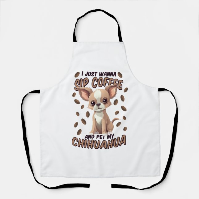 Chihuahua dog and coffee beans apron (Front)