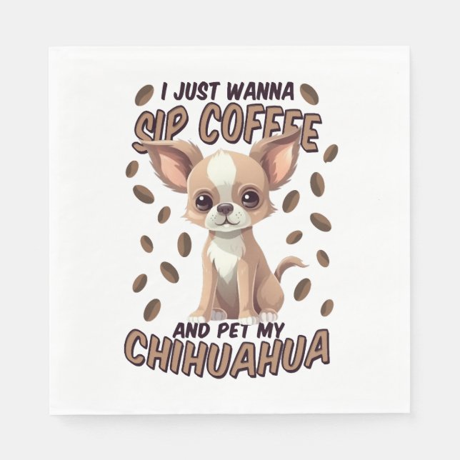 Chihuahua dog and coffee beans napkin (Front)