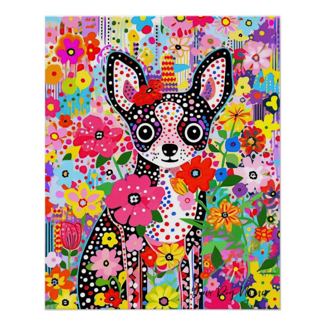 Chihuahua Dog and Flowers  001 - Tailor jewel Poster (Front)