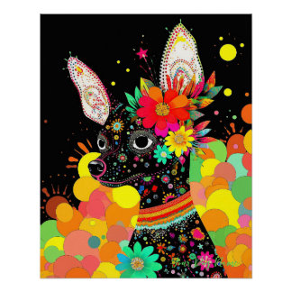 Chihuahua Dog and Flowers 004 - Tailor jewel Poster