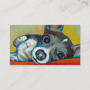 Chihuahua dog art - adorable fun portrait painting business card