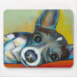 Chihuahua dog art - adorable fun portrait painting mouse mat