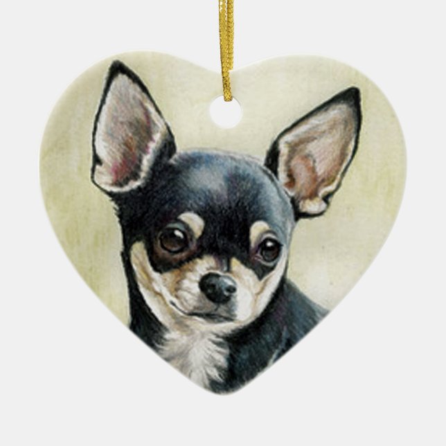 Chihuahua Dog Art Ornament (Front)