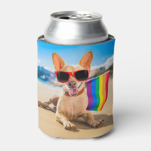Chihuahua Dog  at the Beach Can Cooler