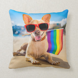Chihuahua Dog  at the Beach Cushion
