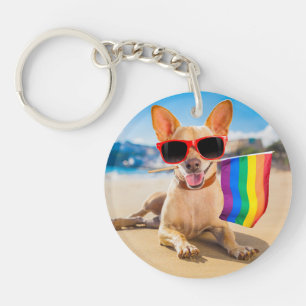 Chihuahua Dog at the Beach Key Ring