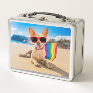 Chihuahua Dog  at the Beach Metal Lunch Box