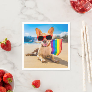 Chihuahua Dog  at the Beach Napkin