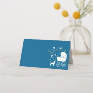 Chihuahua Dog Baby Shower Blue Boy Place Card