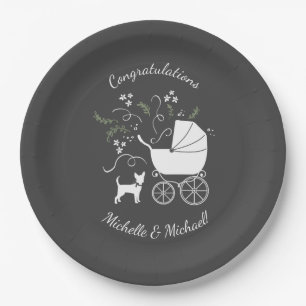 Chihuahua Dog Baby Shower Gender Neutral Paper Plate