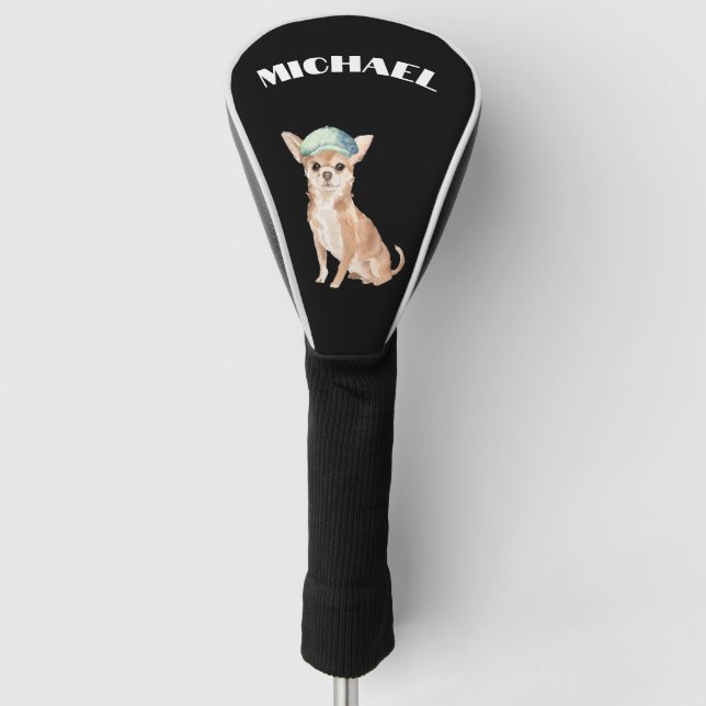 Chihuahua Dog Black Personal  Golf Head Cover (Front)