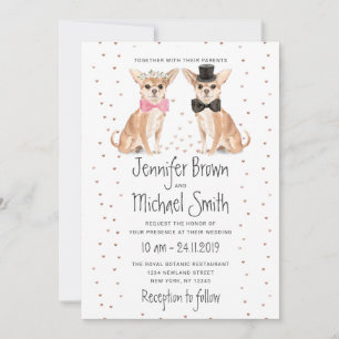 Chihuahua Dog Bride Groom Wedding Invitation