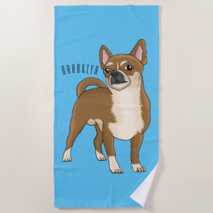Chihuahua dog cartoon illustration beach towel