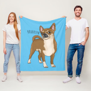 Chihuahua dog cartoon illustration fleece blanket