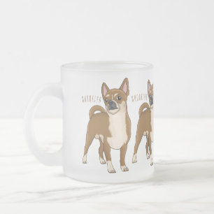 Chihuahua dog cartoon illustration  frosted glass coffee mug