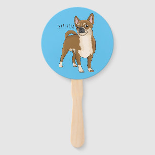 Chihuahua dog cartoon illustration hand fan