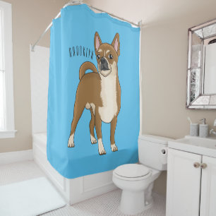 Chihuahua dog cartoon illustration  shower curtain
