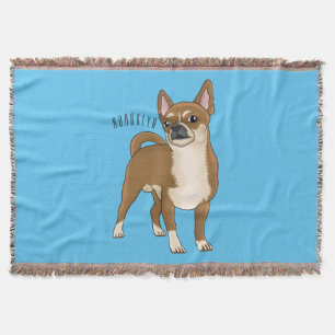 Chihuahua dog cartoon illustration throw blanket