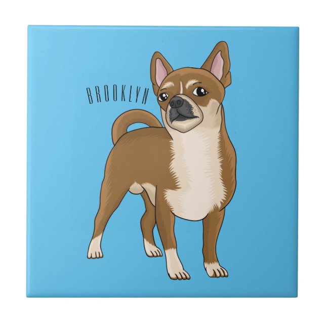 Chihuahua dog cartoon illustration  tile (Front)