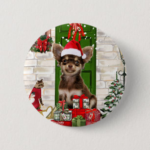 Chihuahua Dog Christmas  6 Cm Round Badge