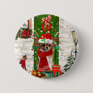 Chihuahua Dog Christmas  6 Cm Round Badge
