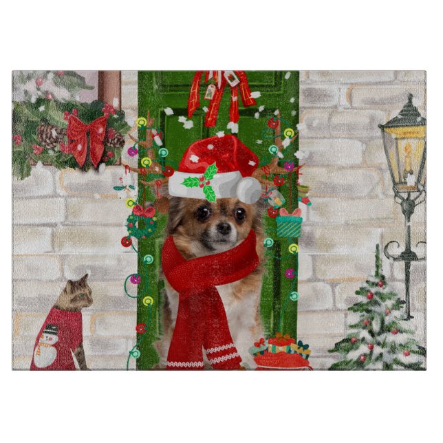 Chihuahua Dog Christmas Cutting Board (Front)