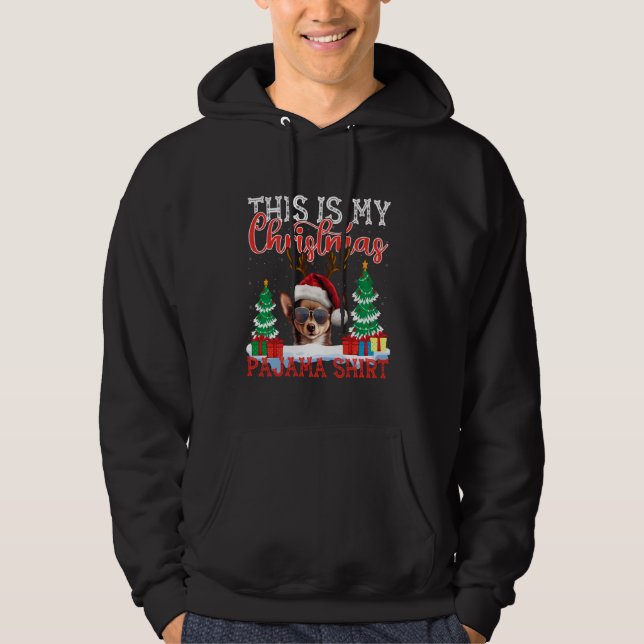 Chihuahua Dog Christmas Hat Xmas Light Reindeer Pa Hoodie (Front)