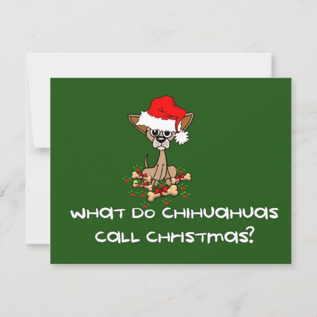 Chihuahua Dog Christmas Holiday Card (Front)