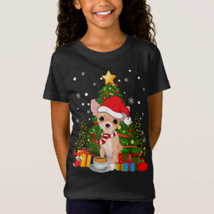 Chihuahua Dog Christmas Is Gift Coffee Light Tree  T-Shirt