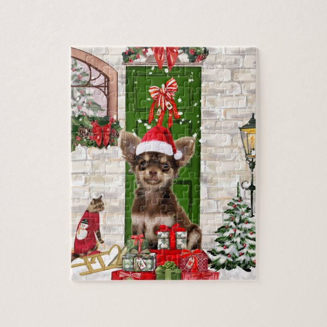 Chihuahua Dog Christmas  Jigsaw Puzzle (Vertical)