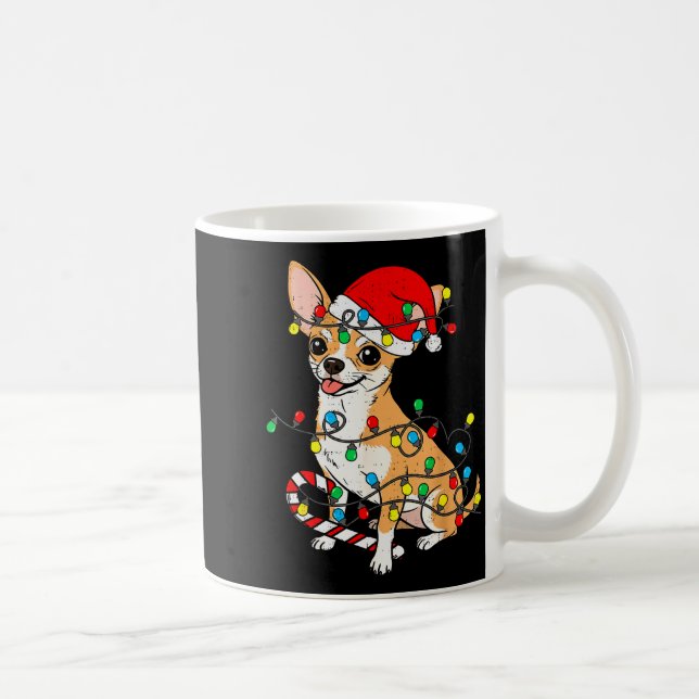 Chihuahua Dog Christmas Lights Santa Xmas Pet Dog  Coffee Mug (Right)