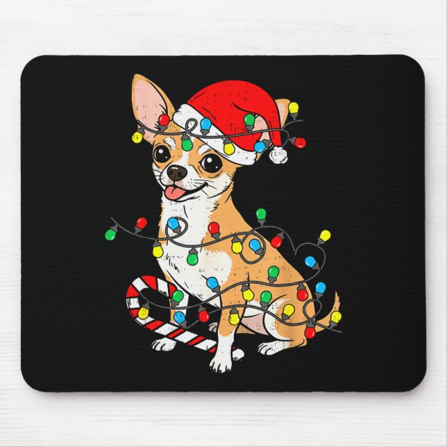 Chihuahua Dog Christmas Lights Santa Xmas Pet Dog  Mouse Mat (Front)
