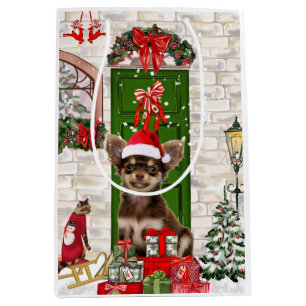 Chihuahua Dog Christmas Medium Gift Bag