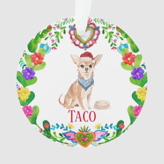 Chihuahua Dog Christmas Ornament (Front)