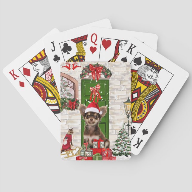 Chihuahua Dog Christmas  Playing Cards (Back)