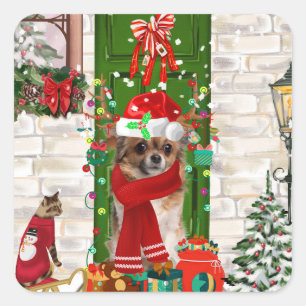 Chihuahua Dog Christmas  Square Sticker