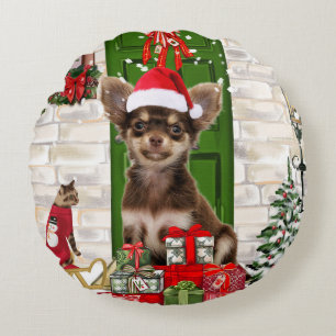 Chihuahua Dog Christmas Throw Pillow