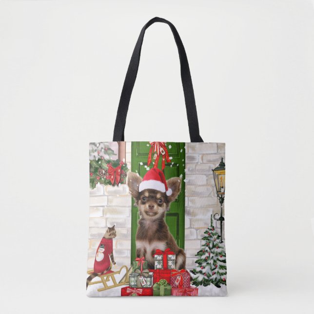 Chihuahua Dog Christmas  Tote Bag (Front)