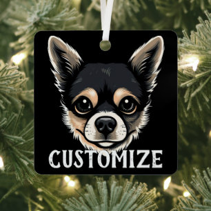 Chihuahua Dog Custom Name Memorial Christmas Metal Tree Decoration