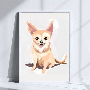 Chihuahua Dog Cute Dog Pet Puppy Watercolor Art Poster