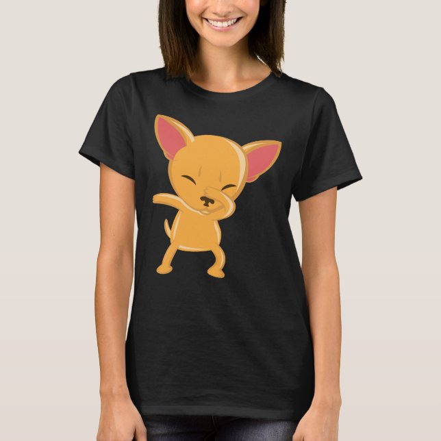 Chihuahua Dog Dabbing Vector Art T-Shirt (Front)