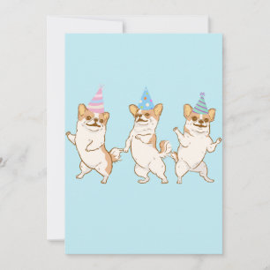 chihuahua dog dancing party holiday card