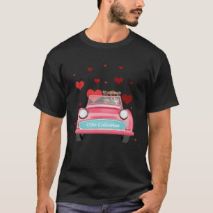 Chihuahua Dog Driving Car with Flying Hearts T-Shirt